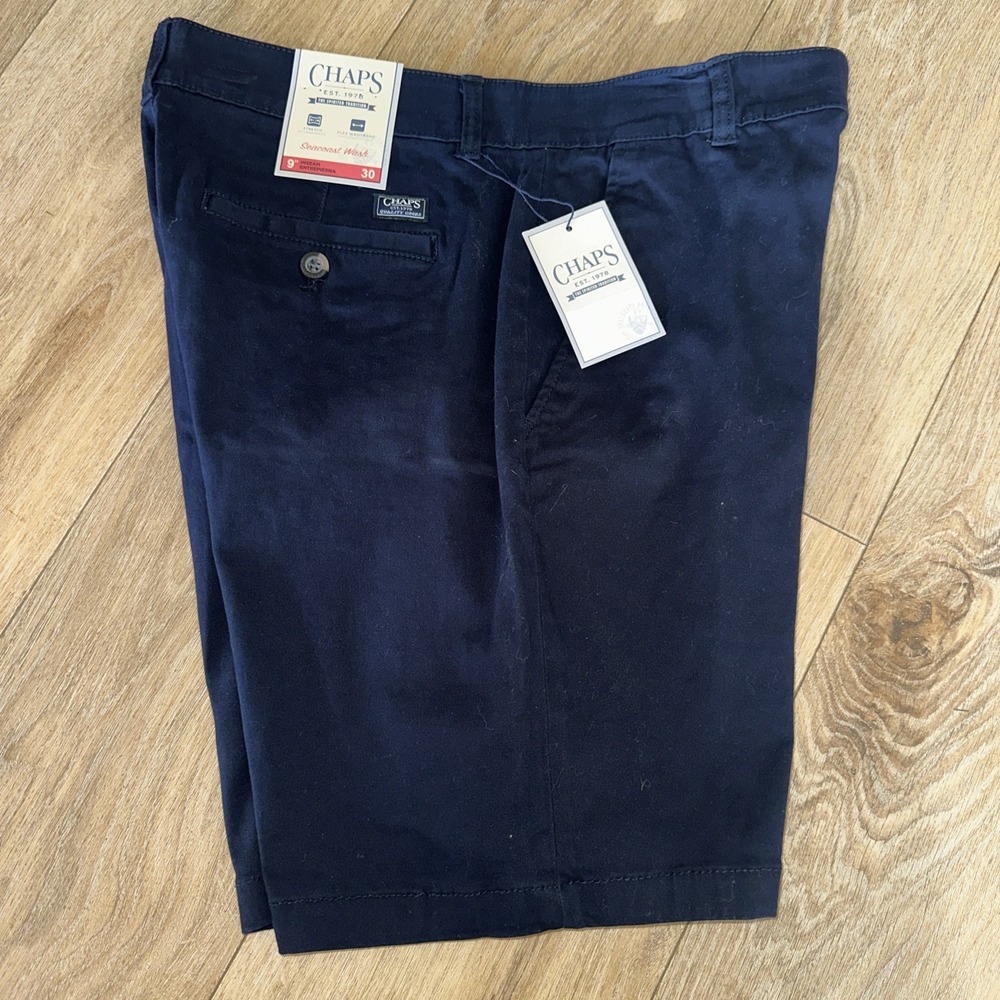 Chaps Men's‎ Seacoast Wash Chino Shorts American Navy Stretch Size 30 9" NEW